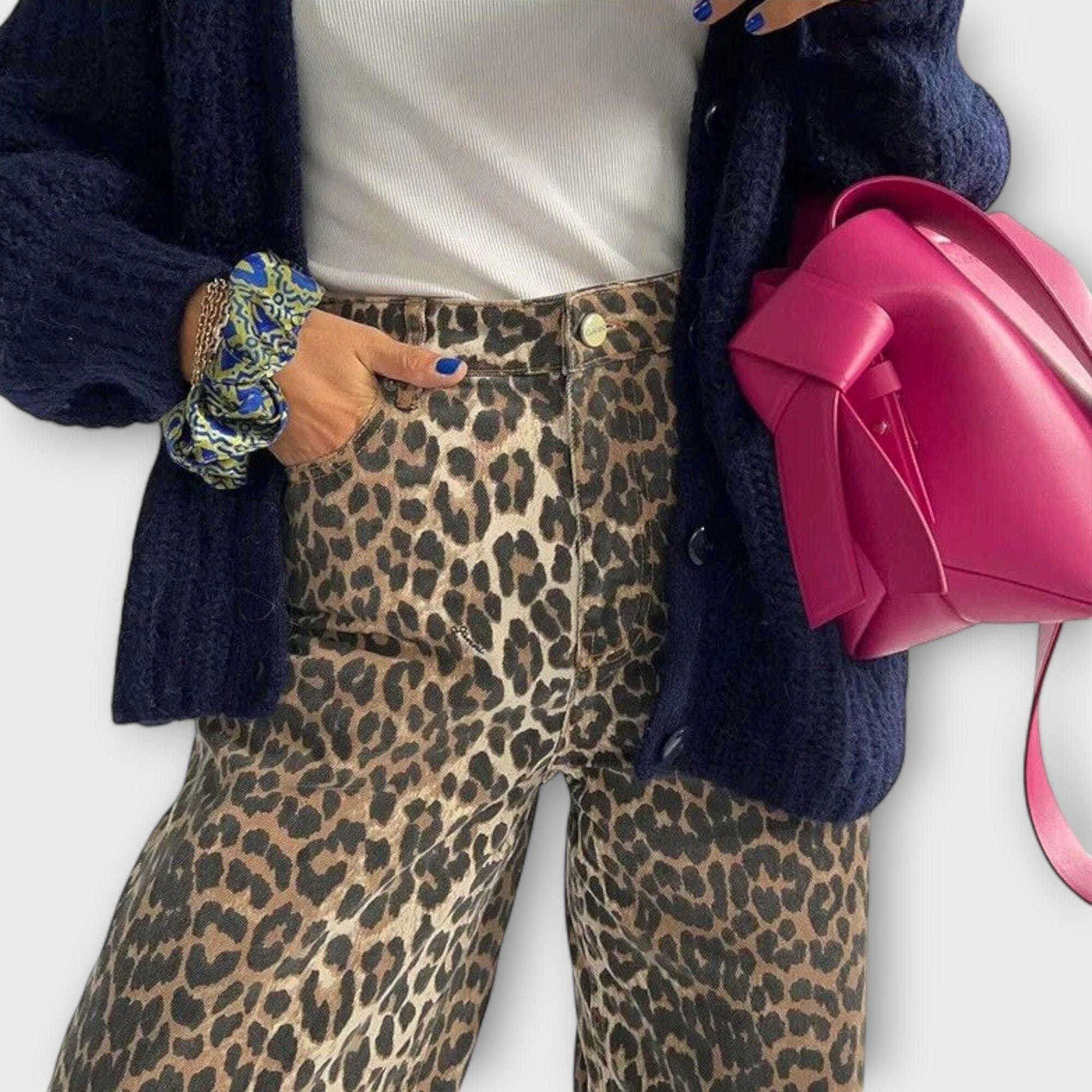 Chandra – Vintage jeans met luipaardprint