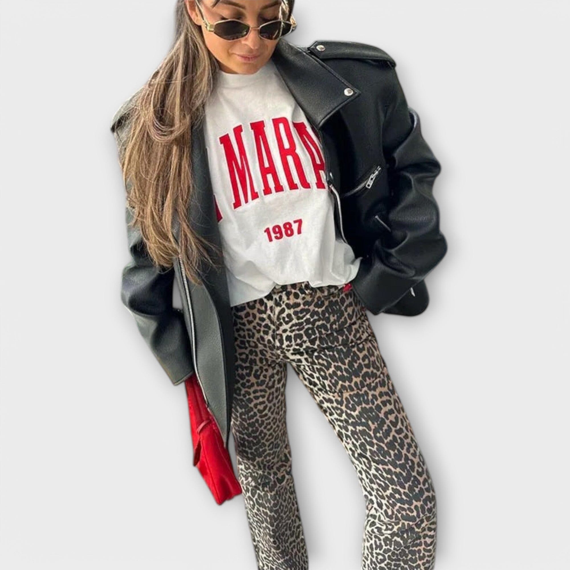 Chandra – Vintage jeans met luipaardprint