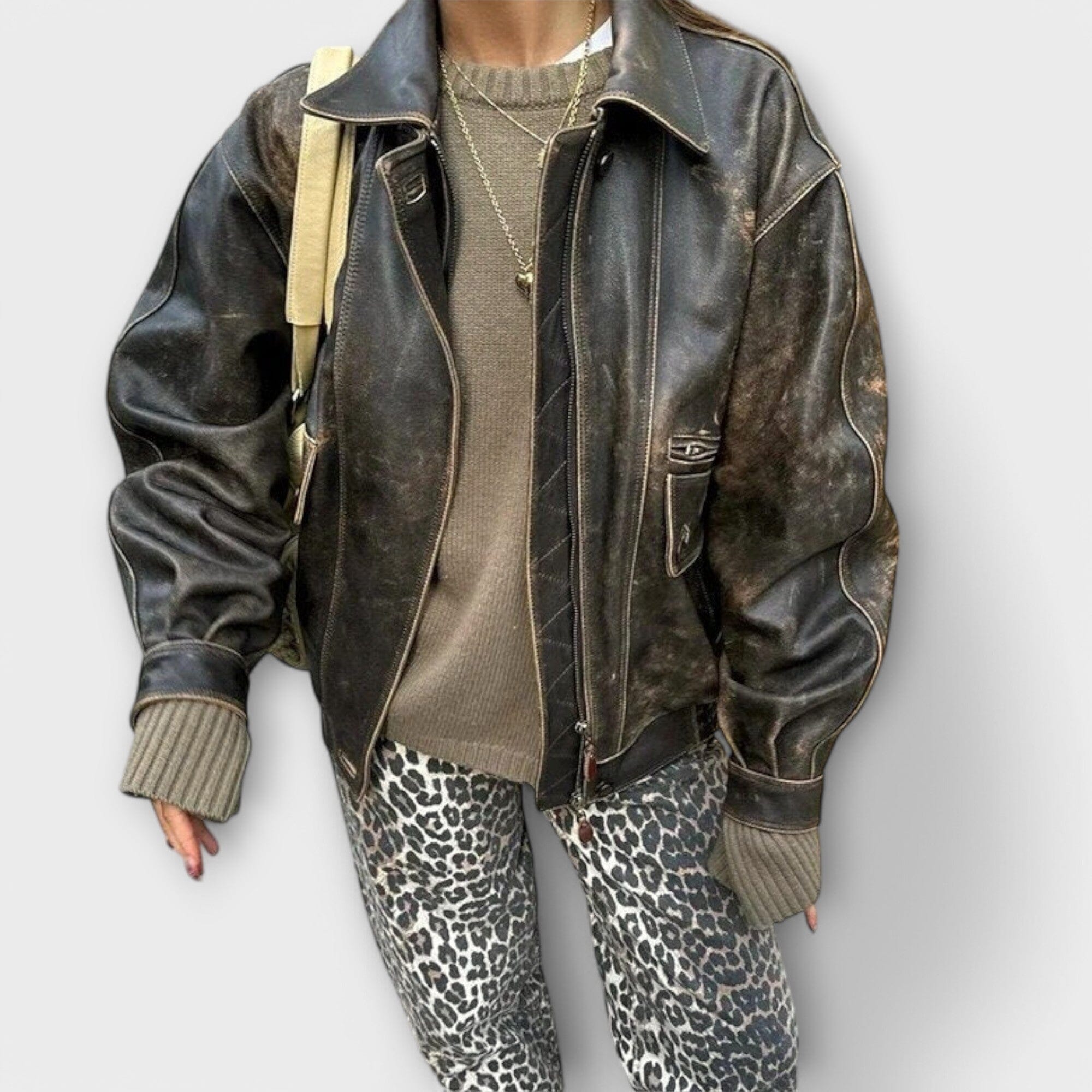 Chandra – Vintage jeans met luipaardprint