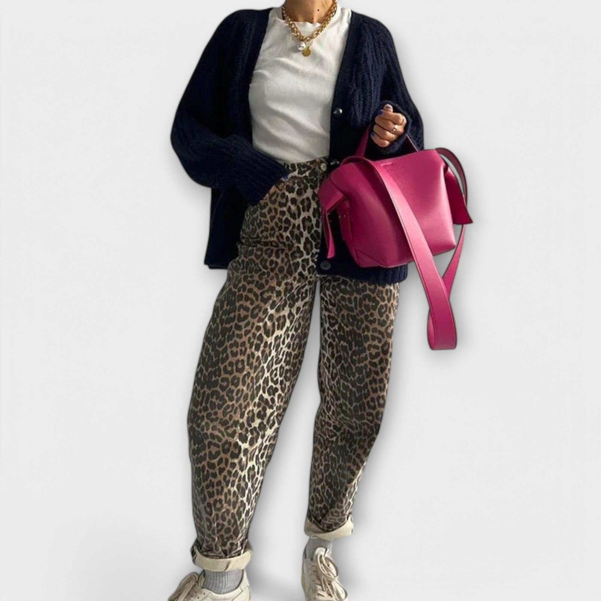 Chandra – Vintage jeans met luipaardprint