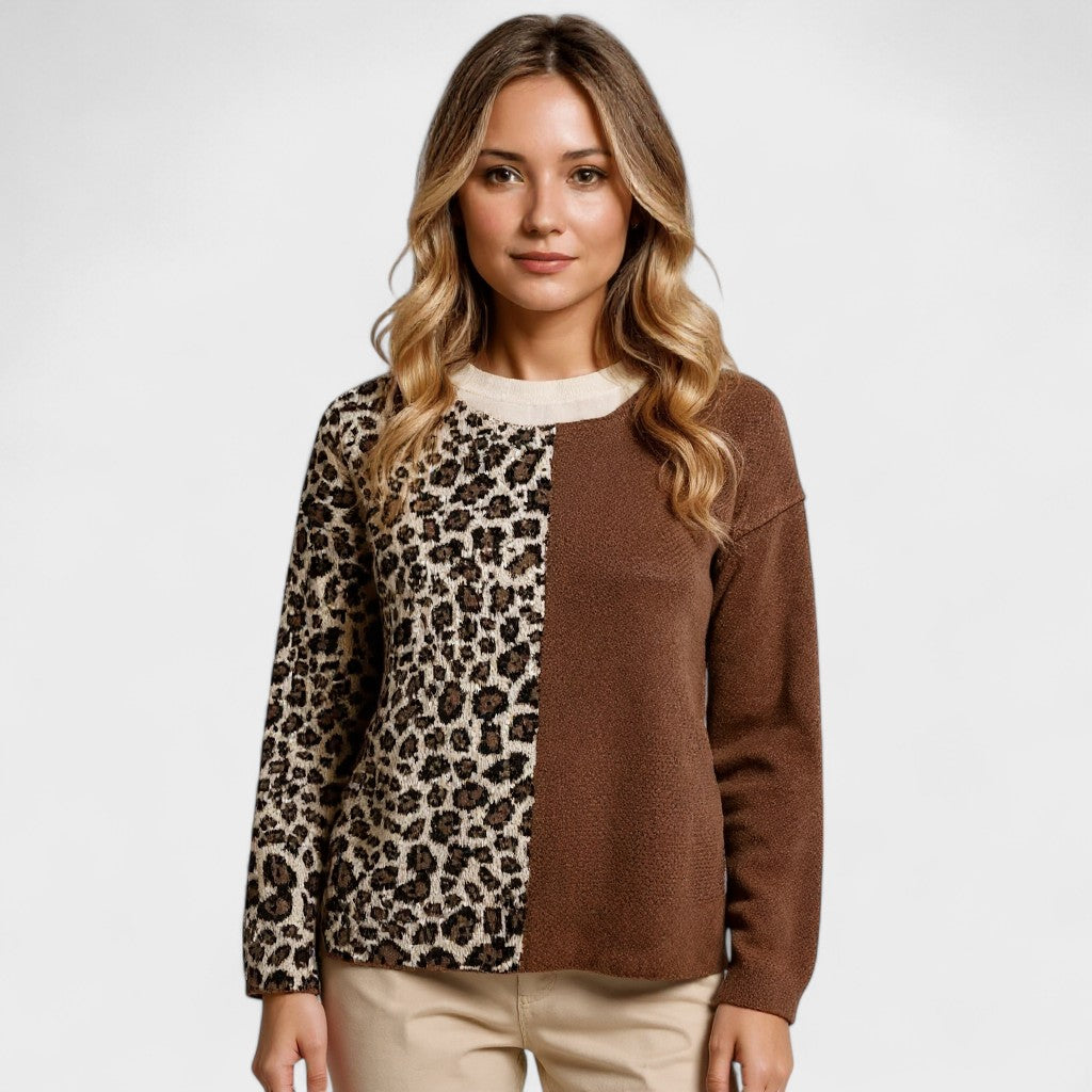 Dames Trui Panterprint Chic Zacht Warm Winterlook Sophie